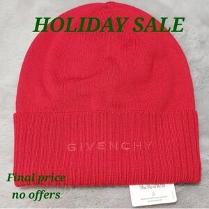 Givenchy ribbed cuff logo embroidred wool beanie NWT